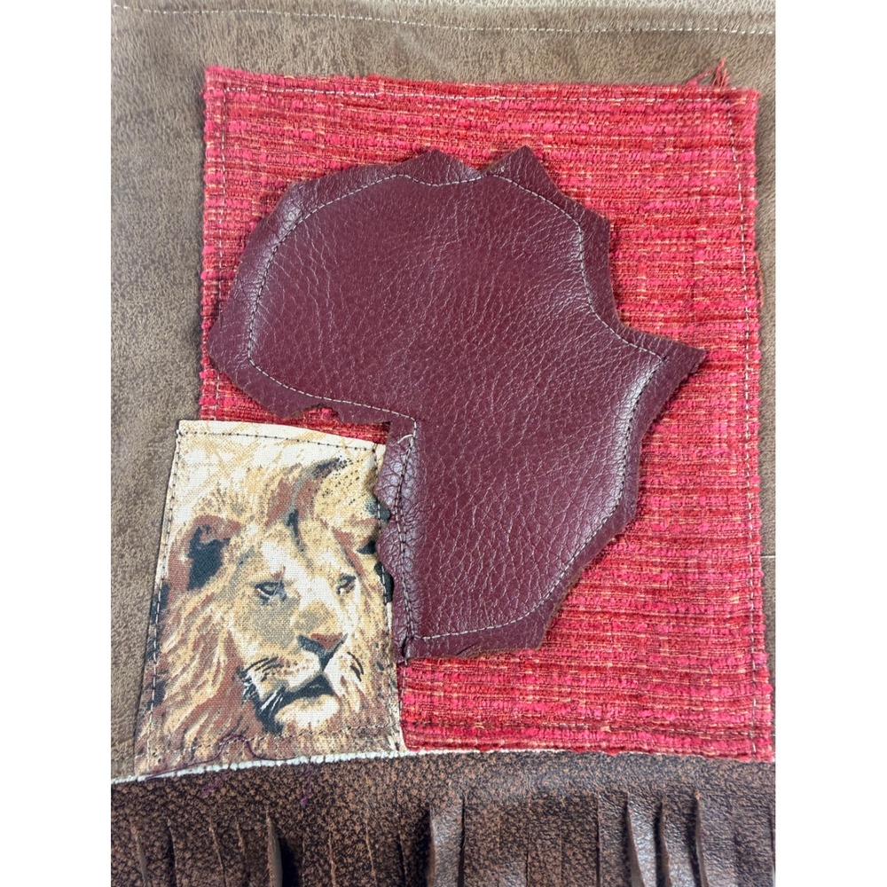Unbranded Crossbody Bag Small Brown Africa Lion Patchwork Fringe Safari Boho‎